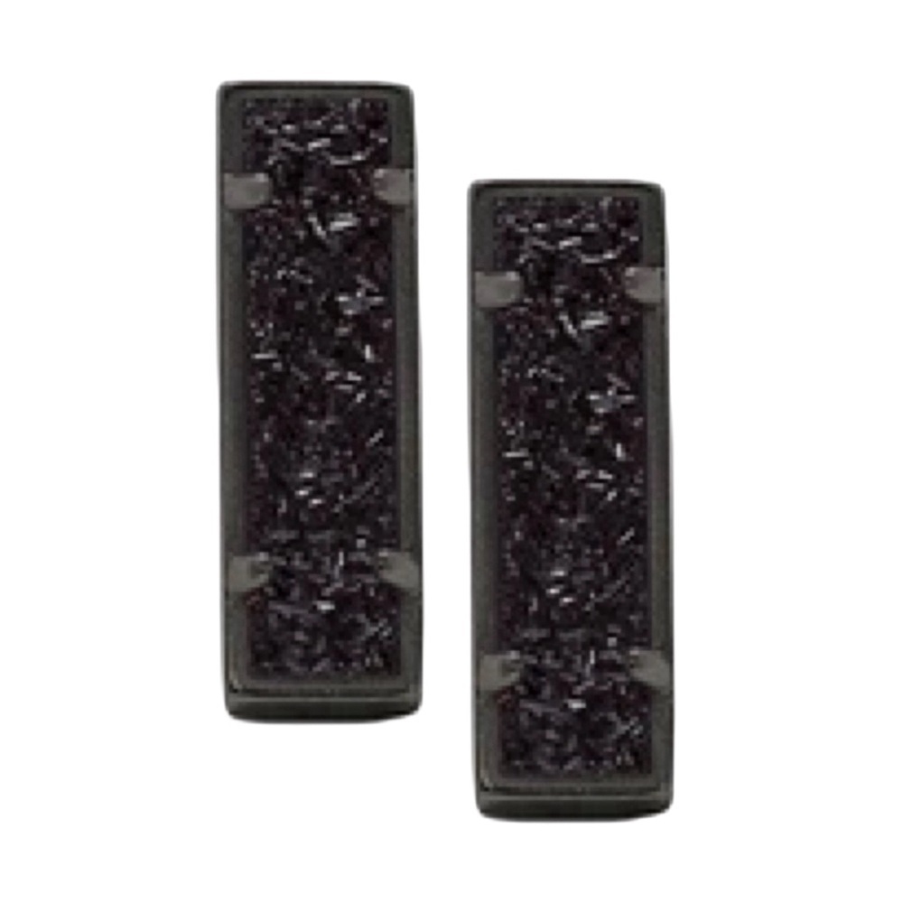 KENDRA SCOTT • Gunmetal Lady Bar Black Drusy Earrings